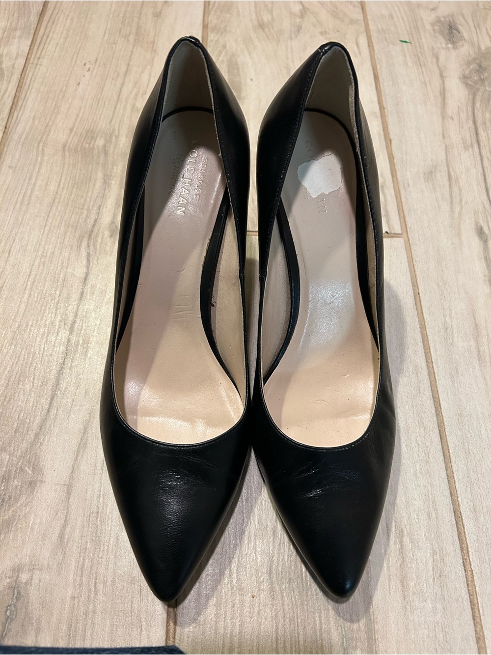 Cole Haan Black Leather Pointed Toe Heels